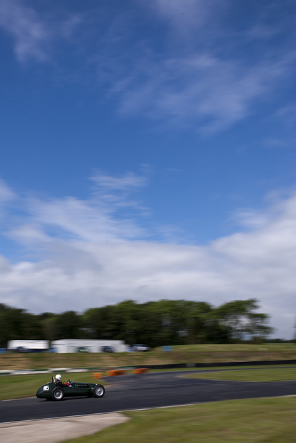 A portrait orientation shot of a single seater at Mallory Park