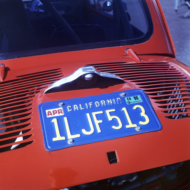 A Fiat Abarth bootlid taken on a Rolleicord