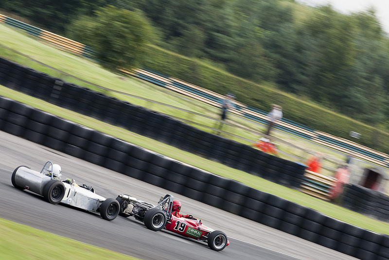 Two single seaters racing at Croft circuit