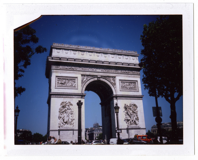 The Arc de Triomphe in Paris, taken on a Polaroid