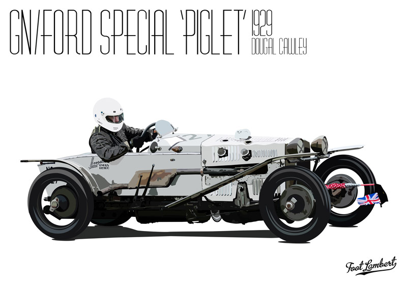 A poster of the GN/Ford Special 'Piglet'