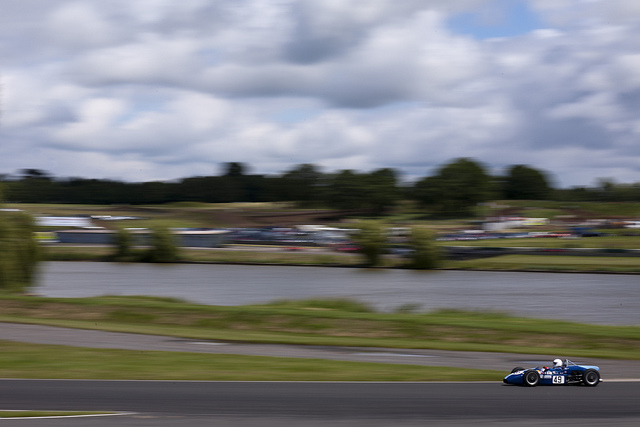 An F2 car at Mallory Park, taken using a wide lens