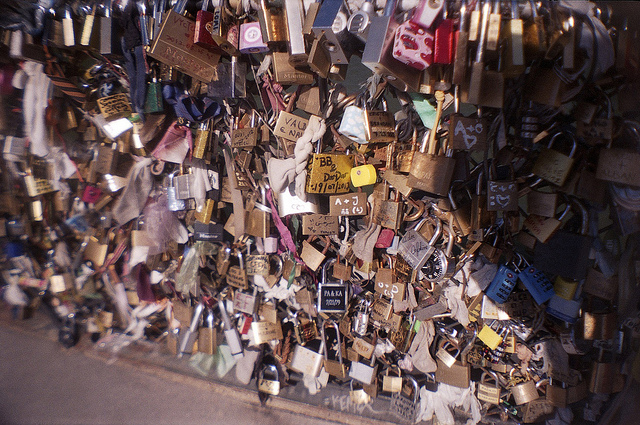 Padlocks on a bridge in Paris