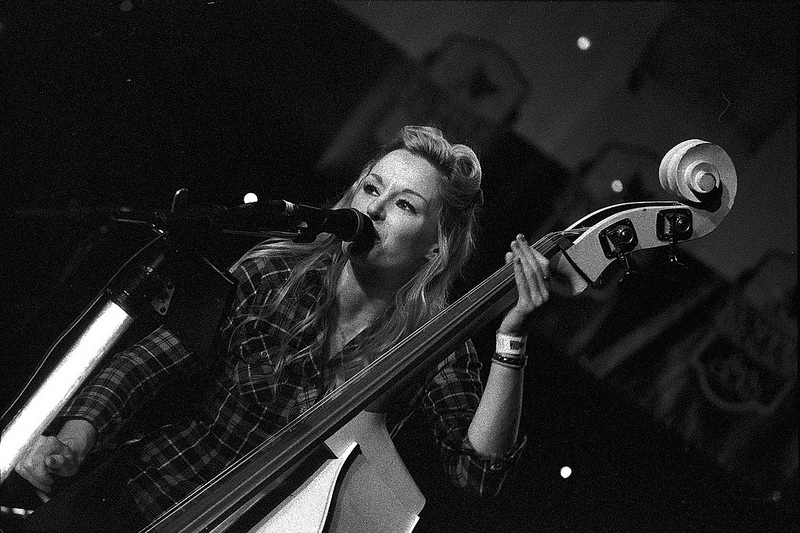 JB Goode Bassist Steffy-Lou in black and white at KWVR