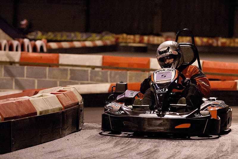 Kart racing out of the tunnel at PPiK Leeds