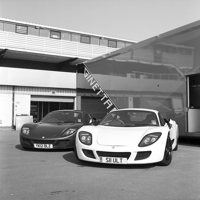 Ginetta G60 cars at Silverstone in black and white - Silverstone Photography