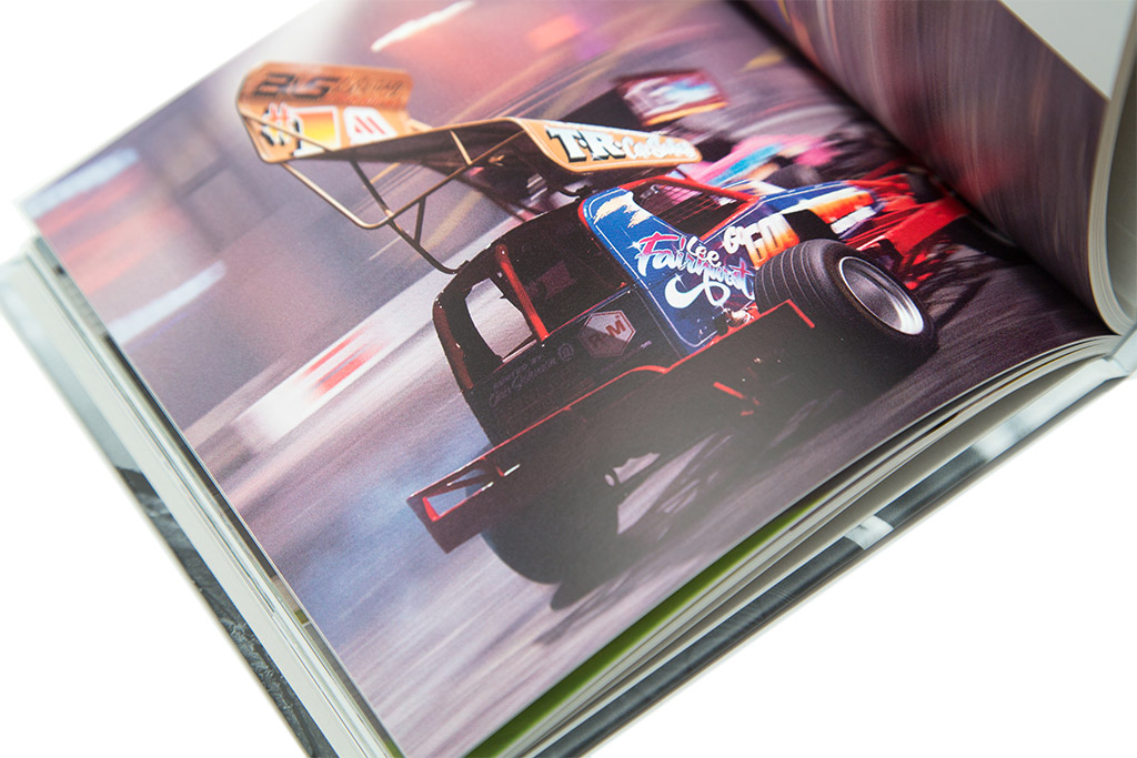 An F1 stock car in my Blurb motorsport photography book