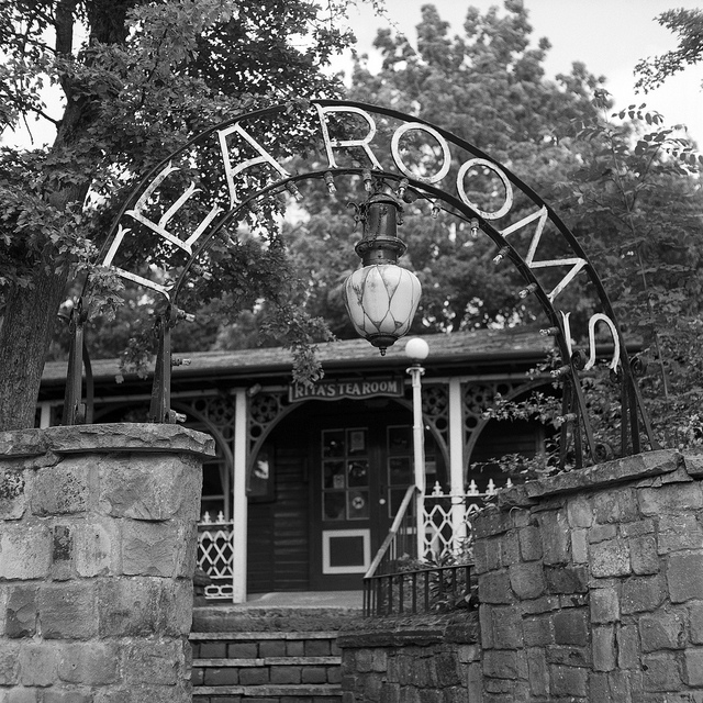 Tea room sign at Crich Tramway - film photography