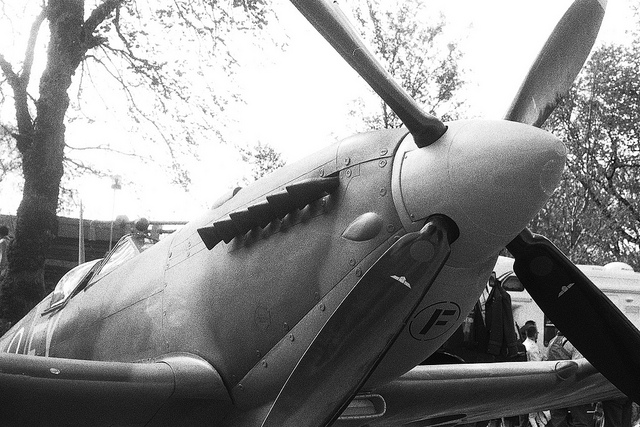Spitfire on display at Haworth 1940s weekend