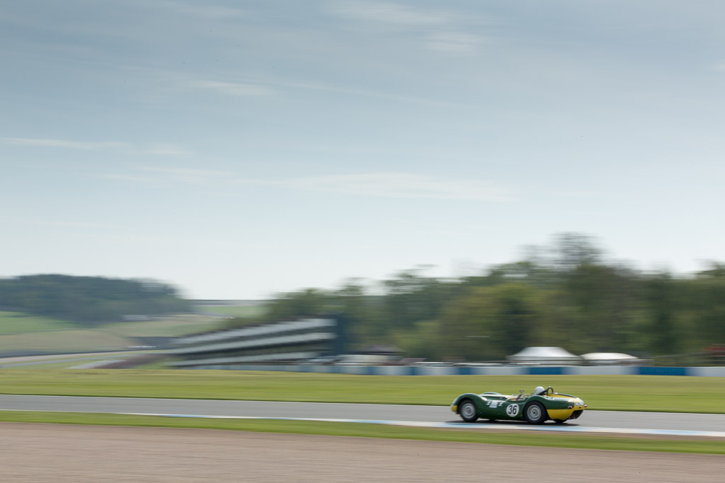 The Lister Knobbly racing out of Redgate at Donington Park.